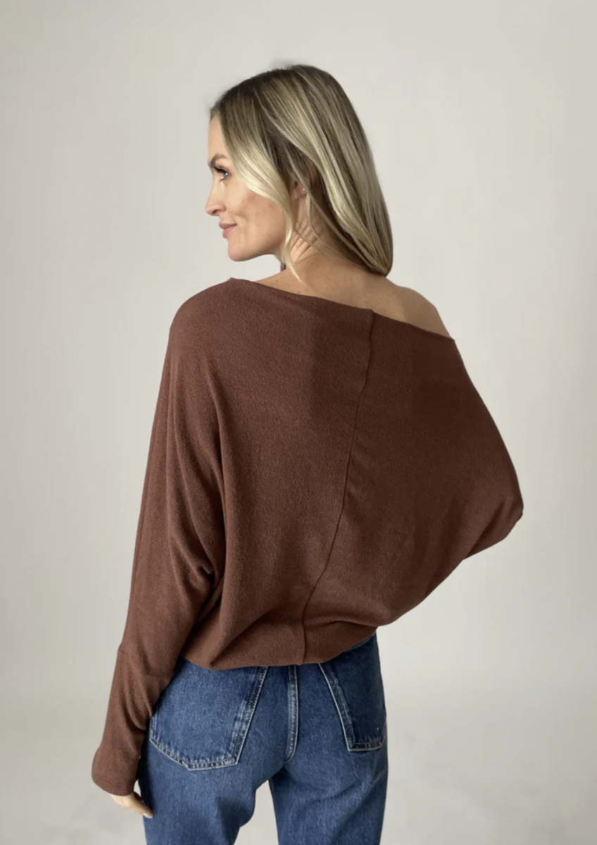 Willow Off The Shoulder Top -Brown — Yellow BoutiqueNew